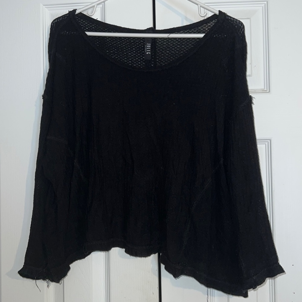 Black Waffle Crop Top